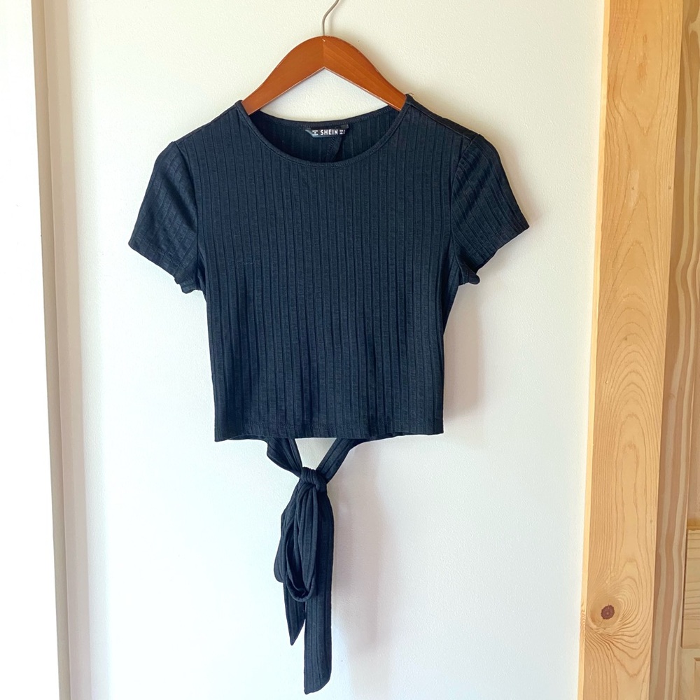 Open-Back Baby Tee with Waist Tie